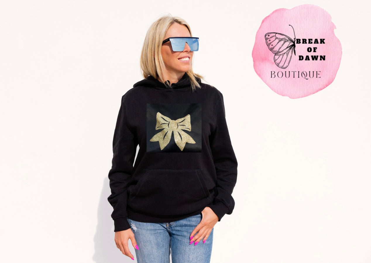 Gold Glitter Coquette Bow Sweatshirt