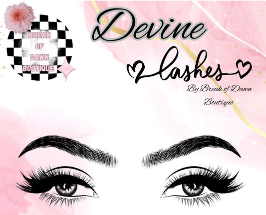 Devine Lashes by Break of Dawn Boutique 🌸 (Includes pink lash wand & pink tweezers)