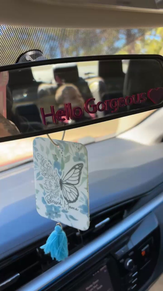 Hello Gorgeous rear view mirror decal